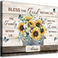 Flowers Canvas Wall Art Inspirational Quotes Canvas Pictures Farmhouse Sunflower Artwork Wall Decor Bless the Food before Us Prints for Kitchen Living Room Bedroom Dinning Home Decor Framed 12" X16"