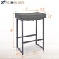 Grey Bar Stools Set of 2 Counter Height 24 Inches Saddle Stools for Kitchen Counter Backless Modern Barstools Upholstered Faux Leather Stools Farmhouse Island Chairs, Grey, 2Pcs
