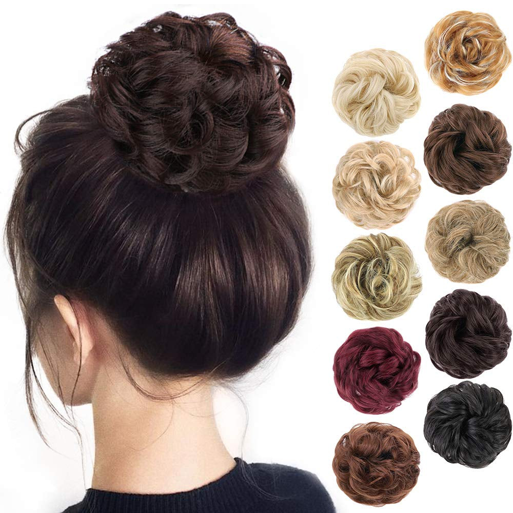 1PCS Messy Hair Bun Hair Scrunchies Extension Messy Synthetic Chignon for Women Updo Hairpiece (33#(Dark Auburn))