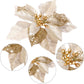 36 Pieces Christmas Glitter Poinsettia Faux Flowers Christmas Flowers Decorations Wedding Xmas Tree New Year Ornaments (Gold)