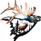 Home Collection Metal Wall Decor, Elk Deer Metal Wall Art Sculpture Silhouette Craft with Rustic Cabin Décor Finish Wall Decor Hanging for Living Room, Bedroom, Bathroom Indoor, 12.8 Inch