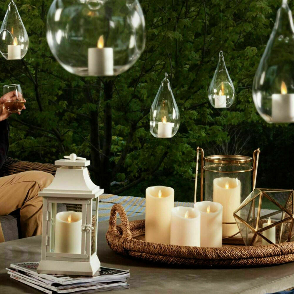 Luminara Flameless Tealight Candles Moving Wick Ivory with Remote Timer Set of 4