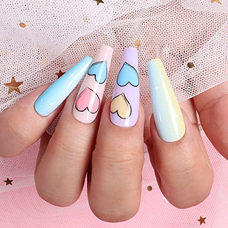 Coffin Nails Long Fake Nails - Clear Acrylic Nails Coffin Shaped Ballerina Nails Tips  500Pcs Full Cover False Nail Artificial Nails with Case for Nail Salons and DIY Nail Art, 10 Sizes
