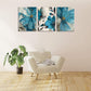 Flowers Poster Prints Wall Art Retro Abstract Floral Canvas Picture Wall Decor Painting Modern Artwork Wall Decoration for Bedroom Living Room Framed 12 X 16 X 3 Pieces, 12 X 16 Inch, Blue