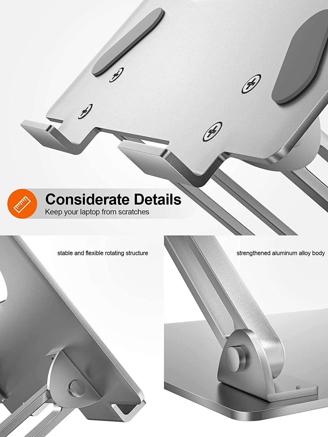 Adjustable Laptop Stand for Desk, Ergonomic Portable Computer Stand Aluminum Laptop Holder with Heat-Vent to Elevate Laptop, Macbook, Air, Pro, Dell XPS, Samsung, 11-17" All Laptop Stand Holder
