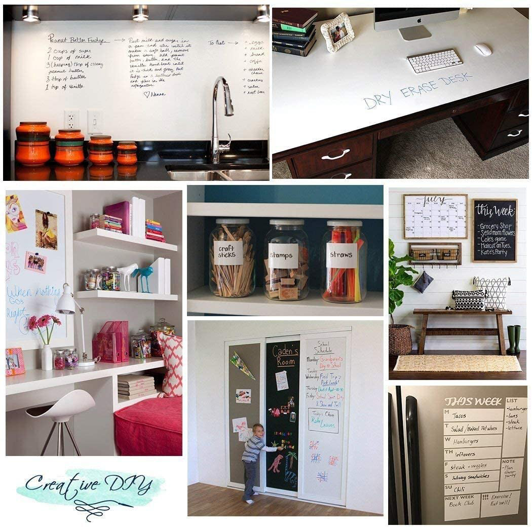 Self Adhesive White Board Paper Dry Erase Wall Stickers Roll 17.7" X 78.7" Board