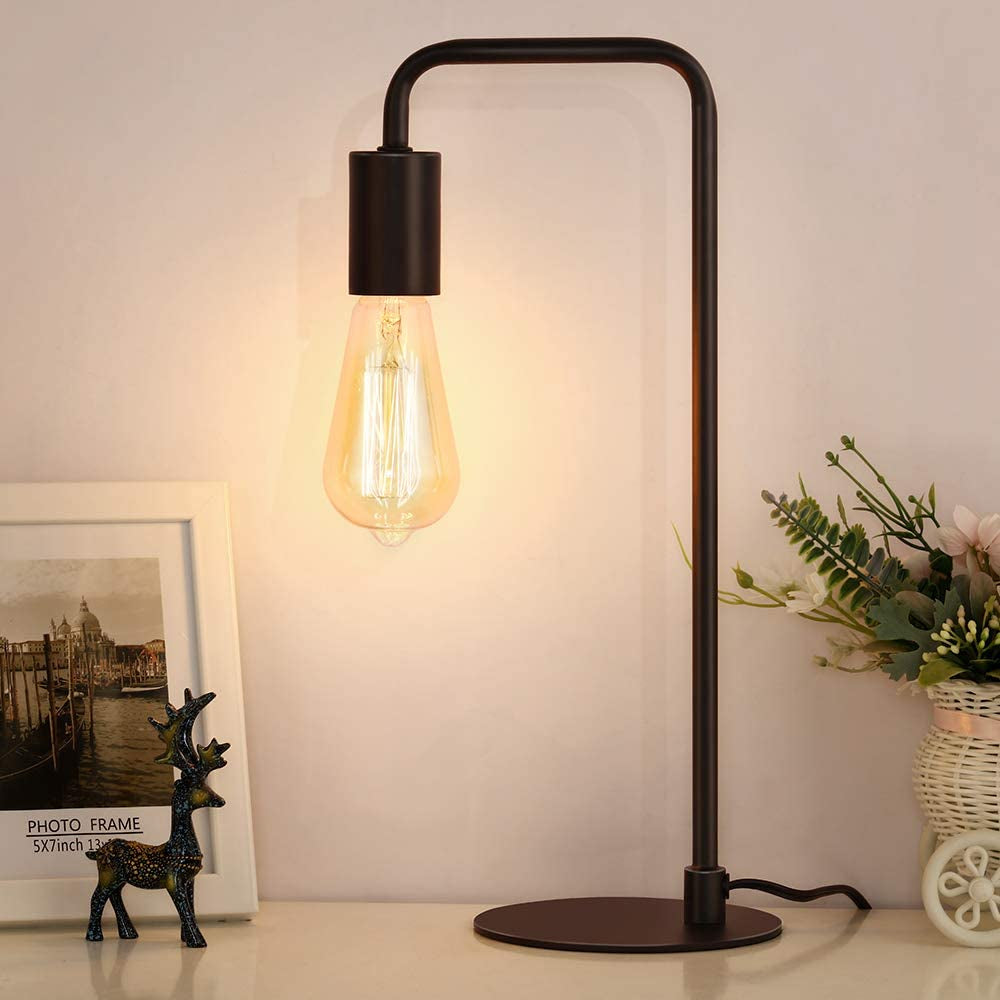 Industrial Table Lamp Set of 2, Small Black Metal Desk Lamp for Bedroom Nightstand Dressers Office Living Room Coffee Table College Dorm