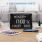 Digital Clock, 11.5" Large LED Word Display Dimmable Digital Wall Clock,Adjustable Brightness Digital Alarm Clock with Day and Date,Indoor Temperature,Snooze,12/24H,Dst for Home, Office,Elderly