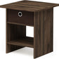 Dario End Table / Side Table / Night Stand / Bedside Table with Bin Drawer, 1-Pack, Columbia Walnut/Dark Brown