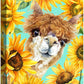 Alpaca Portrait Wall Art Funny Country Animal Canvas Printing Llama Picture Rural Animal Sunflowers Wall Painting Adorable Artwork for Living Room Kids Room Bedroom Nursery Decor Poster 12X16Inch