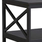 Wood 2-Tier Black Coffee Table with Storage Shelf for Living Room, X Design Accent Cocktail Table, Easy Assembly Home Furniture, 39.5 X 21.5 X 18 Inches