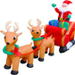 8 Ft Inflatable Christmas Reindeer Pull the Sleigh Take Santa Claus Xmas Decoration for Yard Lawn Garden Home Party Indoor Outdoor