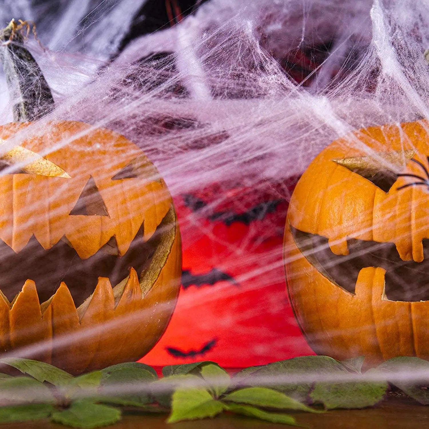 1200 Sqft Halloween Spider Web Decoration, Super Stretch DIY Cobwebs Bonus with 100 Fake Spiders, White Webbing Spooky Haunted House Garden Yard Home Office Tree Creepy Scene Props Indoor Outdoor Decor Party Supplies