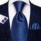 Navy Geometric Classic Men'S Tie All Silk Necktie Set Hanky Cufflinks Business