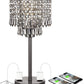 Black Crystal Table Bedside Lamp,Touch Control & 3-Way Dimmable, Small Nightstand Lamp with 2 USB Charging Ports and Outlets, Decorative Tabletop Lamp for Bedroom, Living Room-Bulb Included