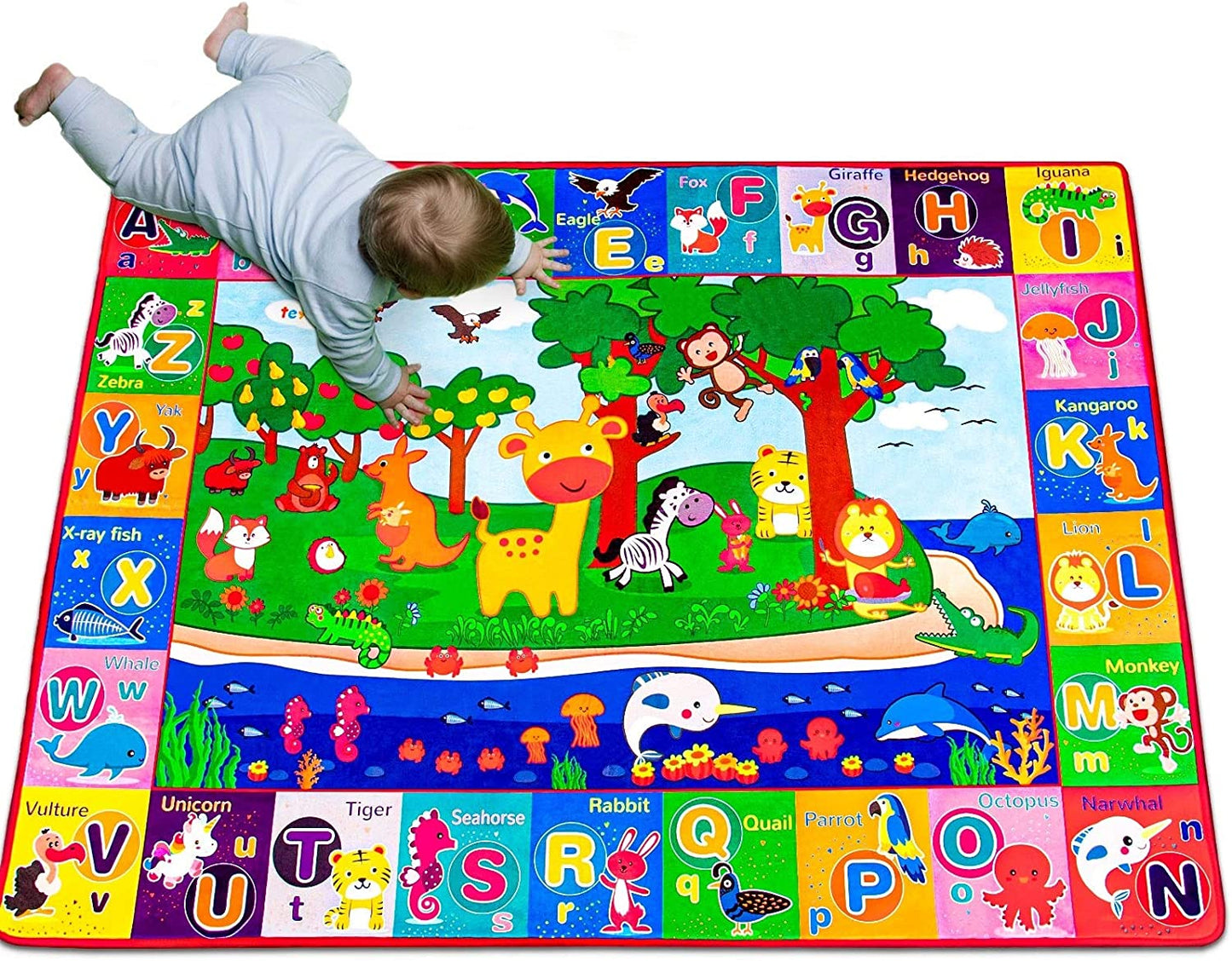 Baby Cotton Play Mat, Playmat Baby Crawling Mat for Floor Baby Mat Large Super Soft Extra Thick (0.6Cm), Plush Surface Foldable Non-Slip Non-Toxic