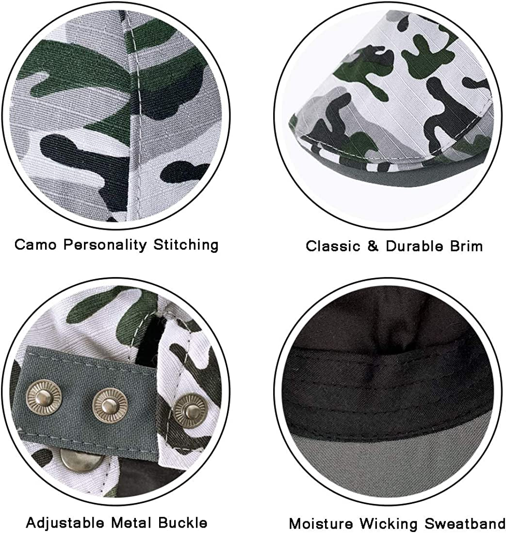 2 Pack Camo Newsboy Cap for Men Cozy Cotton Flat Ivy Gatsbay Hat Breathable Mesh Outdoor Cabbie Beret Hat