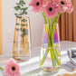 Flower Glass Vase for Decor Home Handmade Modern Large Flower Vases for Centerpieces Living Room Kitchen Office Wedding 8.7 Inch ( Iridescent Clear )