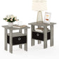 Andrey Set of 2 End Table / Side Table / Night Stand / Bedside Table with Bin Drawer, French Oak Grey