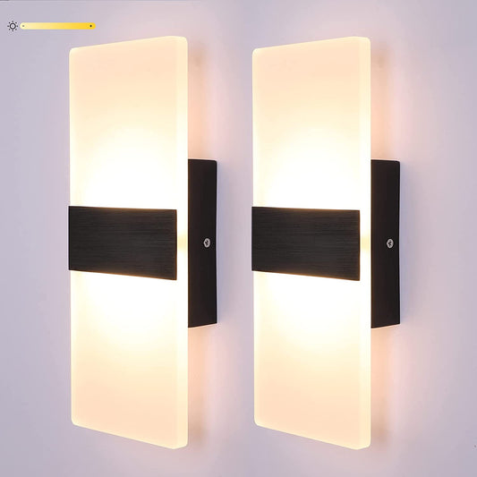 Modern Wall Sconce 12W LED Wall Lights Indoor Acrylic Modern Wall Light Set of 2 LED Wall Lamp for Hallway Living Room Corridor Bedroom, Warm White