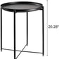 Side Table round Metal, Outdoor Side Table Small Sofa End Table Indoor Accent Table round Metal Coffee Table Waterproof Removable Tray Table for Living Room Bedroom Balcony Office Black