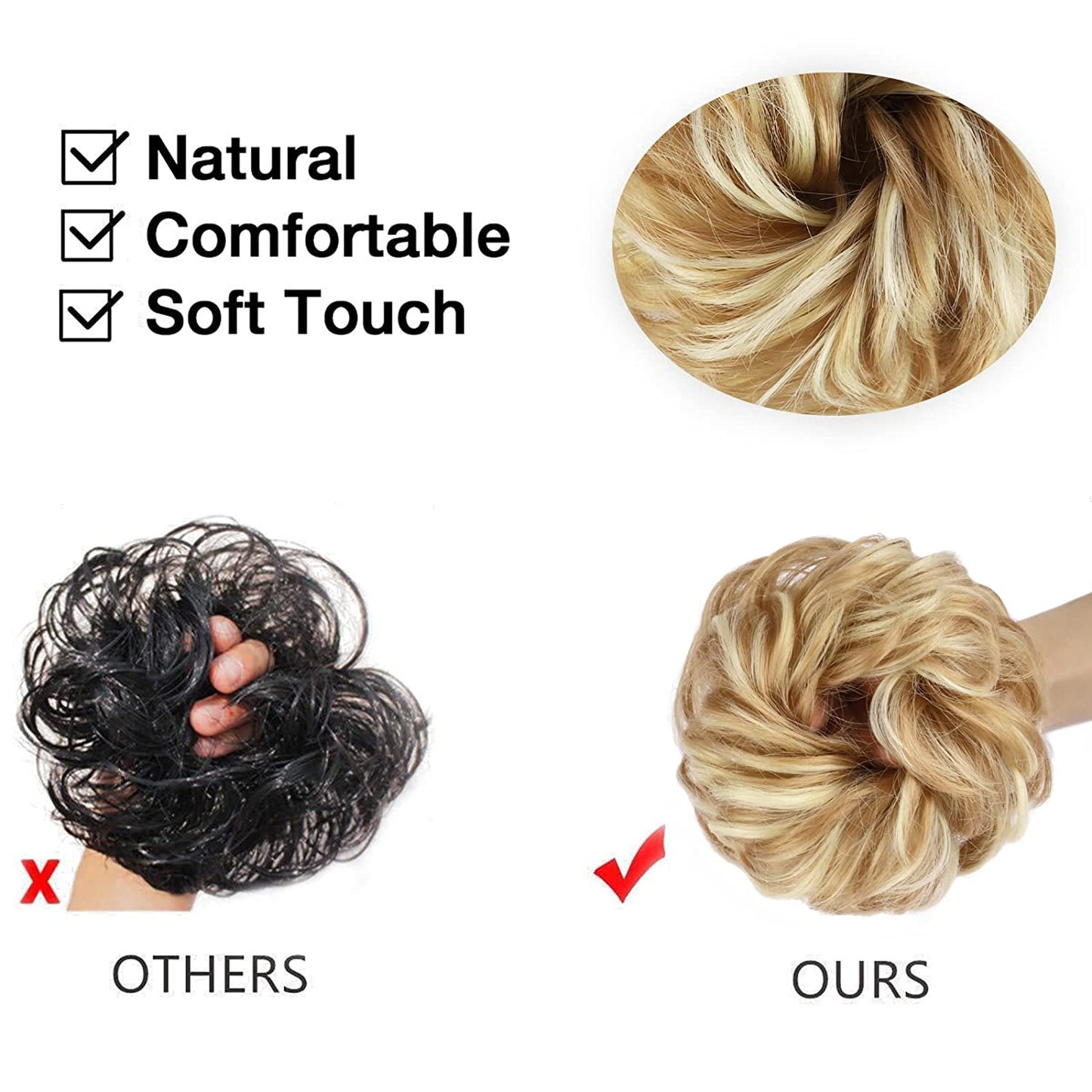 1PCS Messy Hair Bun Hair Scrunchies Extension Curly Wavy Messy Synthetic Chignon for Women Updo Hairpiece
