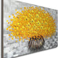 Handmade Yellow Flower Wall Art on Canvas One Piece Painting Gray Modern Abstract Artwork