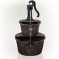 27" Tall 2-Tier Barrel and Pump Waterfall Fountain, Bronze Finish