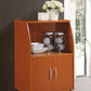 Mini Microwave Cart with Two Doors and Shelf for Storage, Cherry
