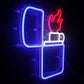 Lighter Shaped Neon Light Sign Blue Red Light Neon Sign Cool Cigarette Lighter Neon Light for Wall Decor Light for Internet Cafe Gaming Room Man Cave Decoration
