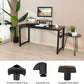 55 Inch Computer Desk, Home Office Desk, Large Writing Study Table with Splice Board, Morden Laptop Table with Monitor Stand, Headphone Hook, Extra Strong Legs (Black + Rustic Brown)