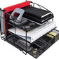 Desk Organizer 3 Tray W/Sliding Drawer and Hanging File Holder, Black