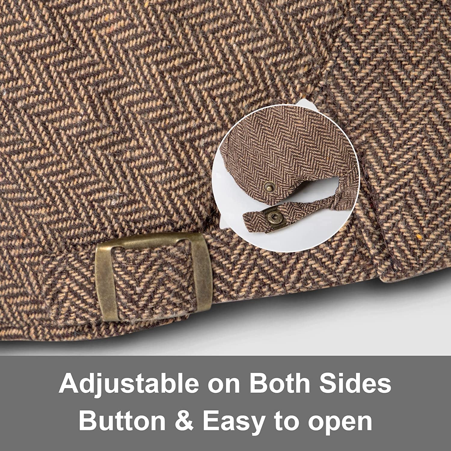 2 Pack Newsboy Hats for Men Classic Herringbone Tweed Wool Blend Flat Cap Ivy Gatsby Cabbie Driving Hat