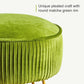 Mid Century Modern Velvet Upholstered Pleated round Footrest Stool Ottoman with Metal Legs, Home Multifunctional Luxury Ottoman Suitable for Living Room and Bedroom