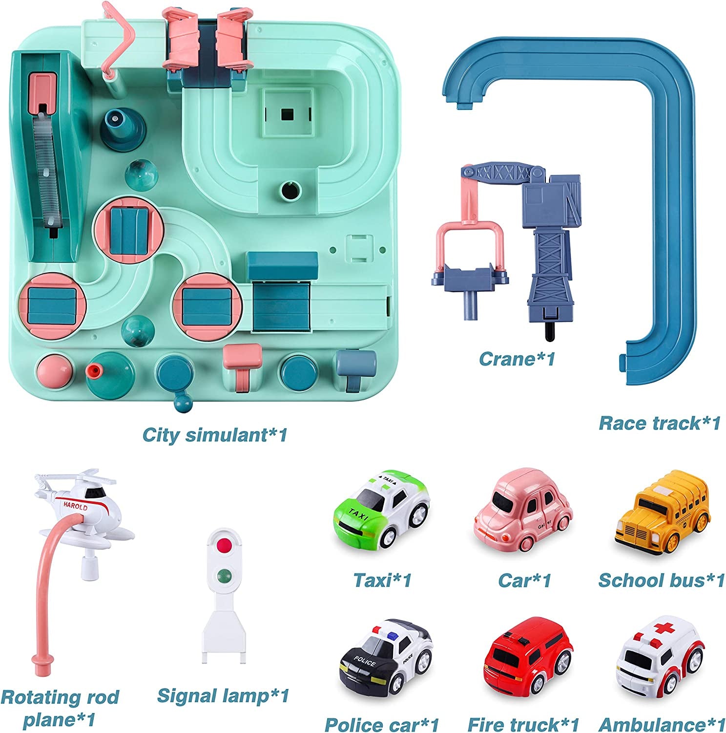 Kids Race Tracks for Boys Car Adventure Toys Gifts for Age 2 3 4 5 6 Year Old Boys Girls, Puzzle Car Tracks Playsets City Rescue Toy Preschool Educational Car Toys Games for Toddlers