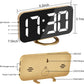 Digital Alarm Clock,7 in LED Mirrored Clocks Large Display,With 2 USB Charger Ports,Auto Dim,Night Mode,Modern Desktop Electronic Clocks for Bedroom Home Office Decor - Gold