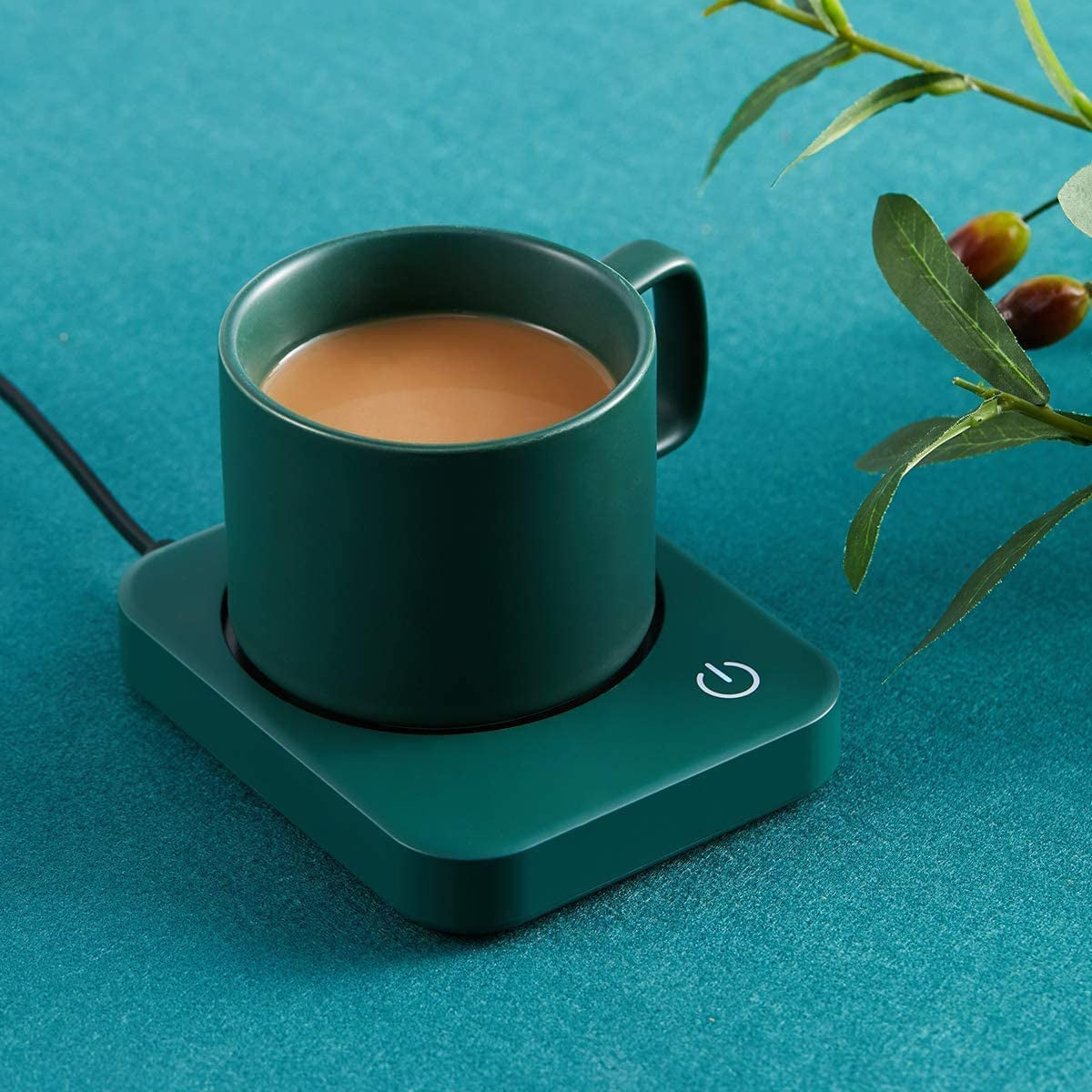 Mug Warmer for Desk, Coffee Mug Warmer with Auto Shut Off,  Coffee Warmer for Coffee Milk Tea, Candle Wax Cup Warmer Heating Plate (Green-No Mug)