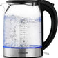 Electric Kettle for Boiling Water, 1500W Wider Mouth 1.7L Glass Electric Tea Kettle & Electric Water Boiler, Stainless Steel Inner Lid, Auto Shut-Off & Boil-Dry Protection, BPA Free, Black