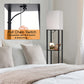 Column Floor Lamp with Shelves, Modern Shelf Floor Lamp with 9W LED Bulb, 3 Tier Storage Display Standing Reading Lamp Narrow Corner Nightstand Light for Bedroom Living Room, Black
