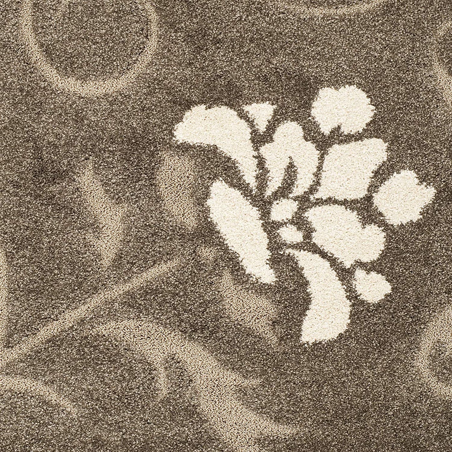 Florida Shag Collection 3'3" X 5'3" Smoke / Beige SG464 Floral Non-Shedding Living Room Bedroom Dining Room Entryway Plush 1.2-Inch Thick Area Rug