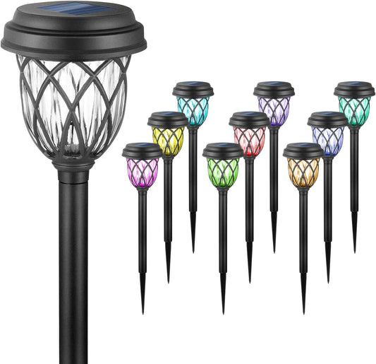 10 Pack Color Changing Solar Lights Outdoor Decorative for Garden Pathway Walkway, Solar Outdoor Decorations for Patio Garden Christmas.