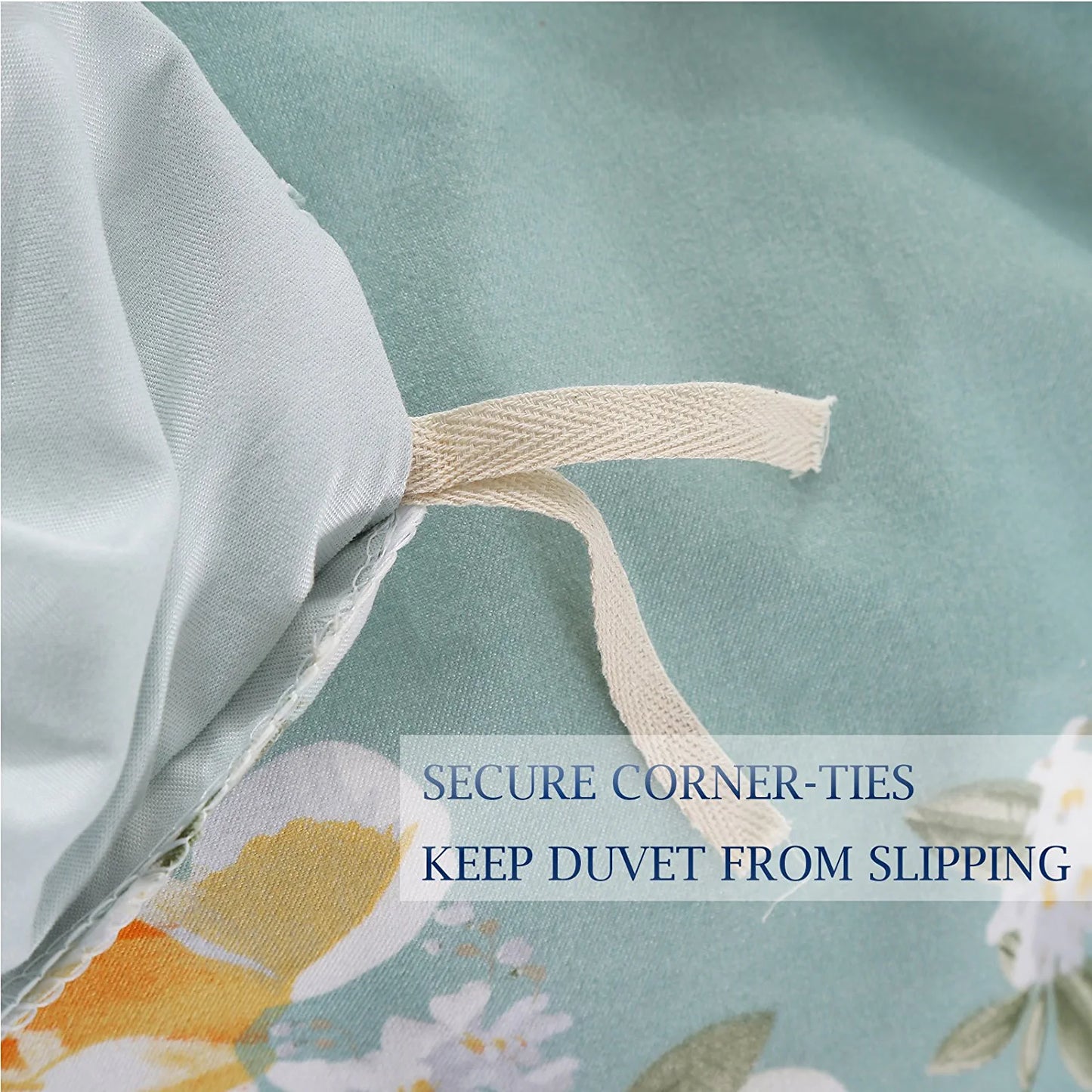Bedding Duvet Cover Set Queen, 3 Pieces – 800-Thread Floral Microfiber down Comforter Quilt Cover Zipper & Tie for Women & Men’S Bedroom, Luxury Guestroom Decor -Teal