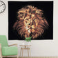 Lion Tapestry Wall Hanging Lion Head Portrait Black and Gold Wall Tapestry for Bedroom Home Wall Décor (51.2X59.1 Inches, 130X150 Cm)
