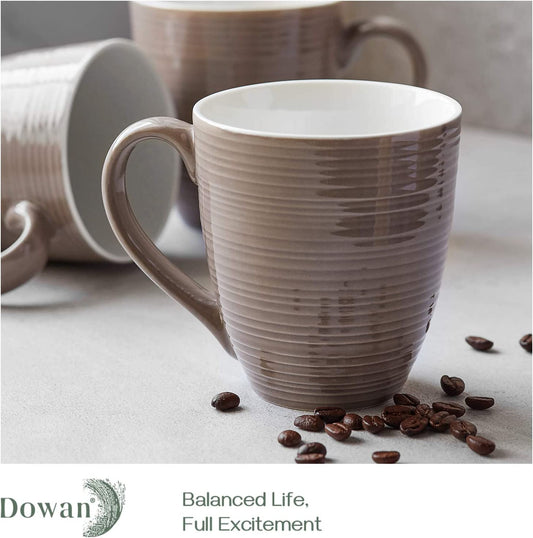17 Oz Large Coffee Mugs Set of 4 - Ceramic Coffee Mugs with Large Handle, Easter Mother'S Day Coffee Cups Gift for Hot or Cold Drinks, Easy to Hold & Texture Design, Brown