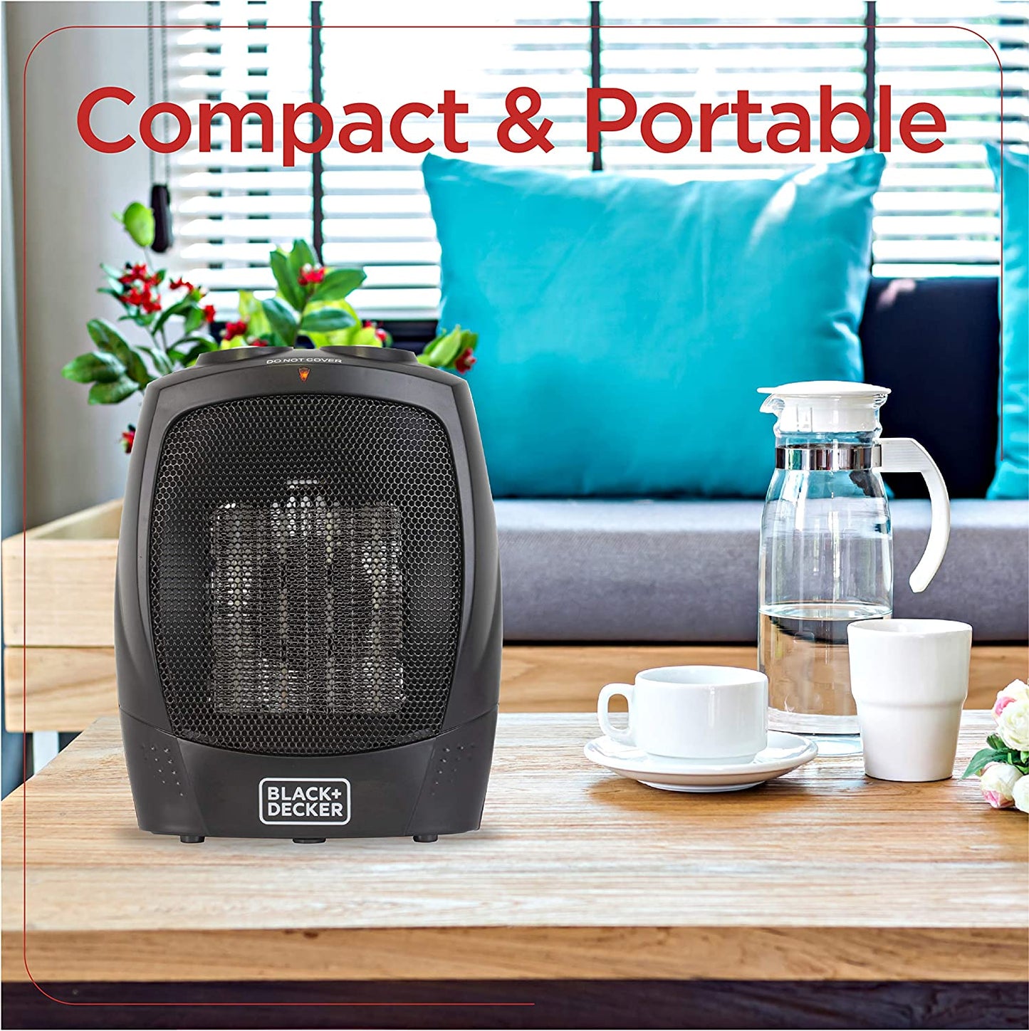 Portable Space Heater, 1500W Room Space Heater with Carry Handle for Easy Transport