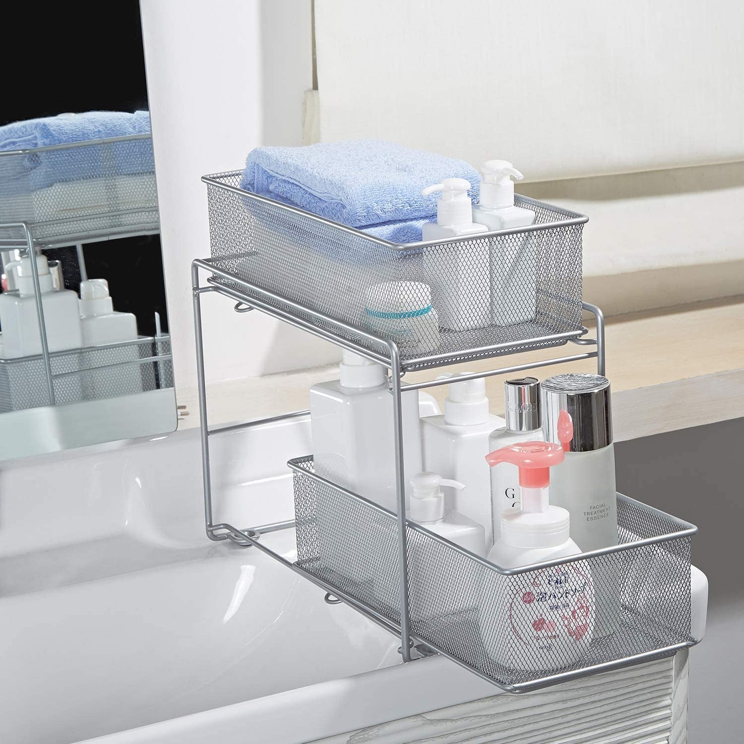 Stackable Cabinet Organizer Pull Out Drawer for Kitchen under Sink Storage,2 Tier