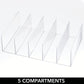 Mdesign Plastic Divided Purse Organizer for Closets, Bedrooms, Dressers - Closet Shelf Storage Solution for Purses, Clutches, Wallets, Accessories - 5 Compartment Sections - Lumiere Collection - Clear