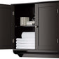 Bathroom Wall Cabinet, over the Toilet Space Saver Storage Cabinet, Medicine Cabinet with 2 Doors Cupboard with Adjustable Shelf and Towels Bar, Dark Brown