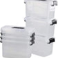 5 L Plastic Storage Bin with Lid, Clear Transparent Box with Black Handles Set of 6