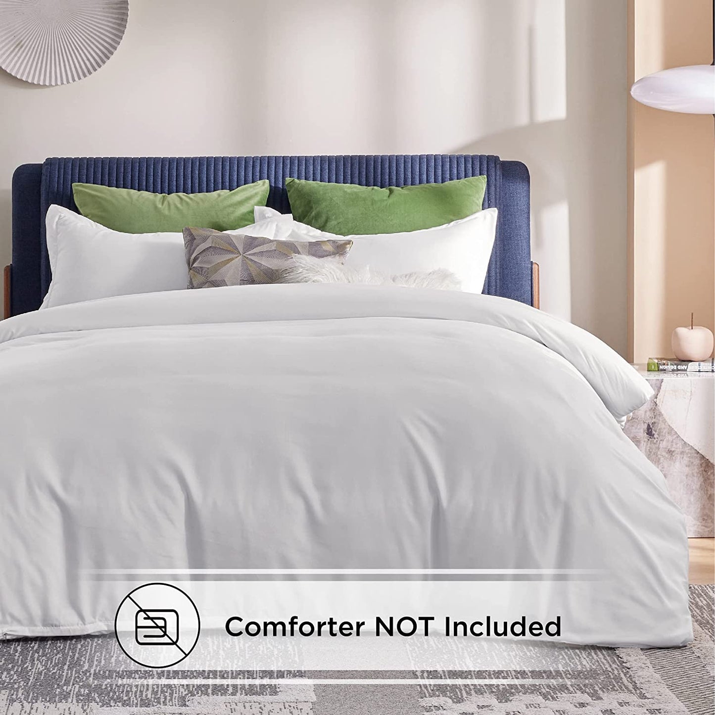 White Duvet Covers Queen Size - Soft Brushed Microfiber 3 Pieces with Zipper Closure, 1 Duvet Cover 90X90 Inches and 2 Pillow Shams